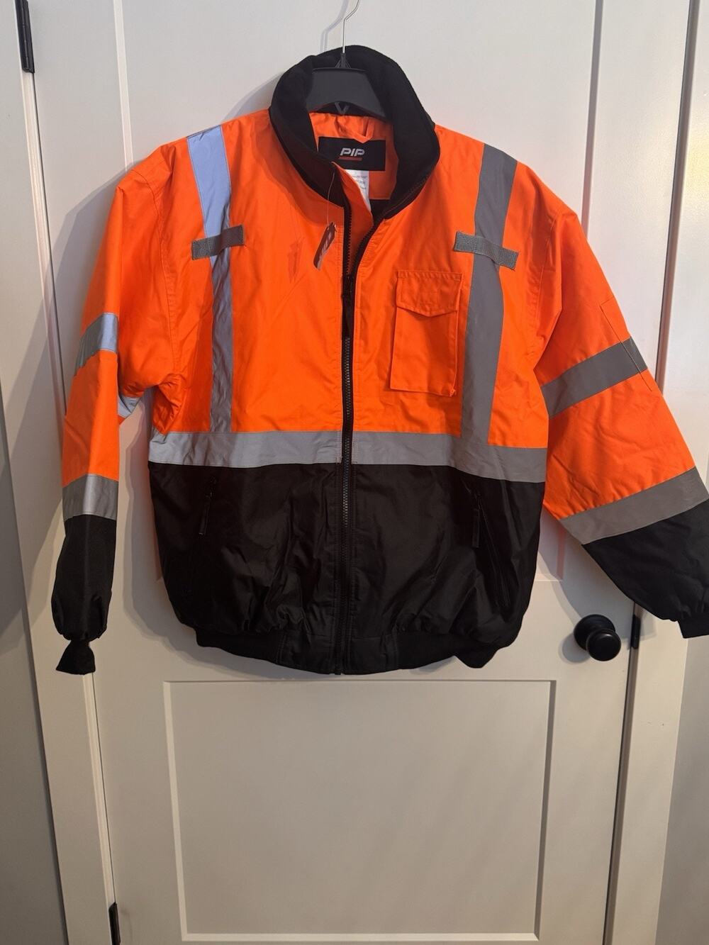 PIP Men’s ANSI Class 3 Reflective High Visibility Bomber Jacket With Hood SZ XL